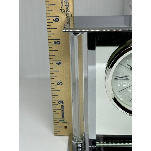 Bulova Mantel Clock | Pearl Face, Beveled Glass Side Panels Untested / For Parts - Picture 7 of 9